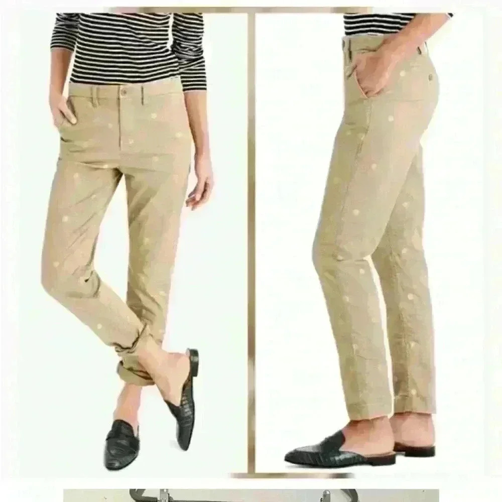 J.Crew khaki gold polka dot pant 27